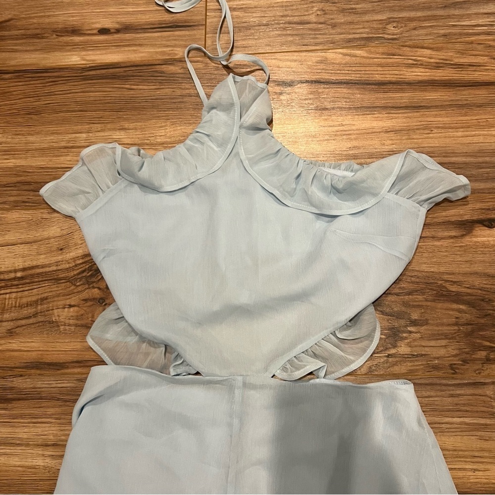Revolve Tularosa Thea Halter Ruffle Romper in Baby Blue - Picture 5 of 10